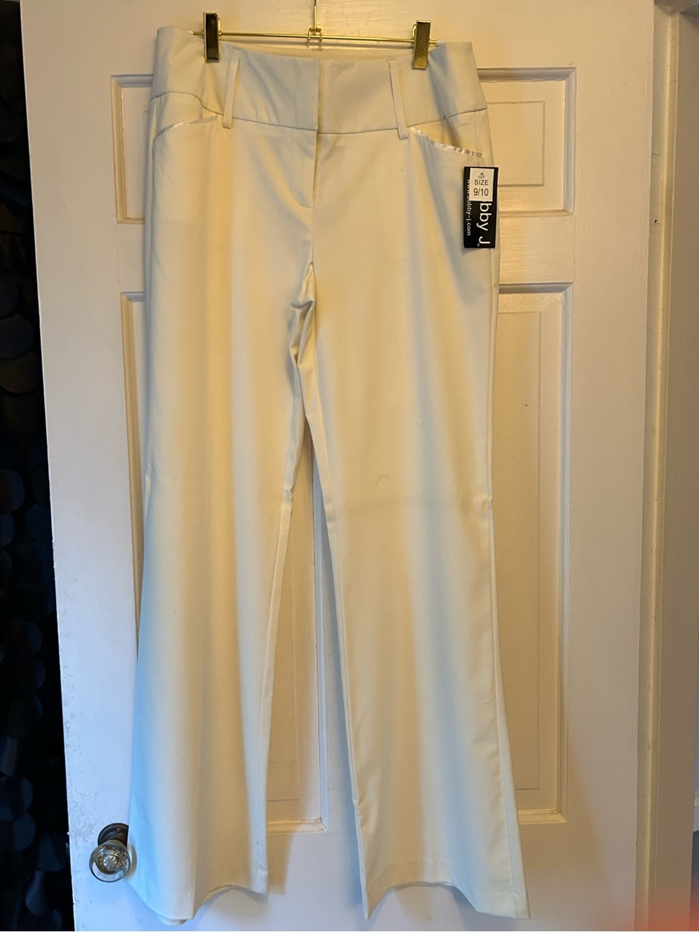 Cream Stretch Flare Pants